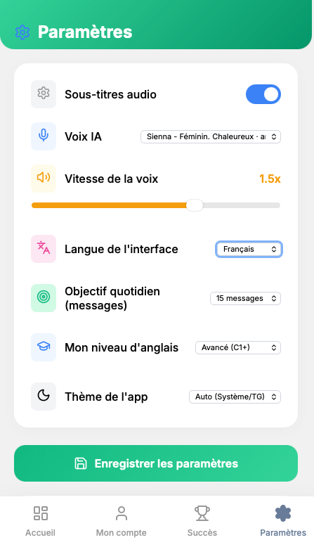 Paramètres Parfaits pour Vous